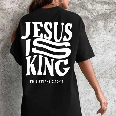 Camisa Larga Evangélica Feminina Oversized/ Estampa Jesus Is King Diversas