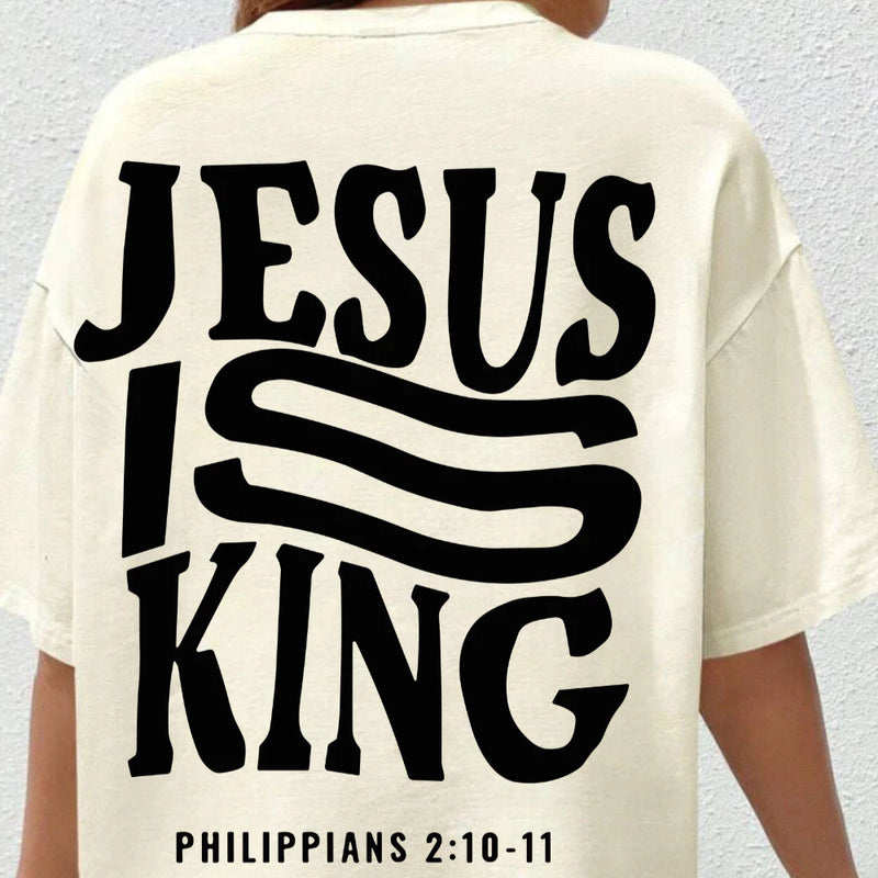 Camisa Larga Evangélica Feminina Oversized/ Estampa Jesus Is King Diversas
