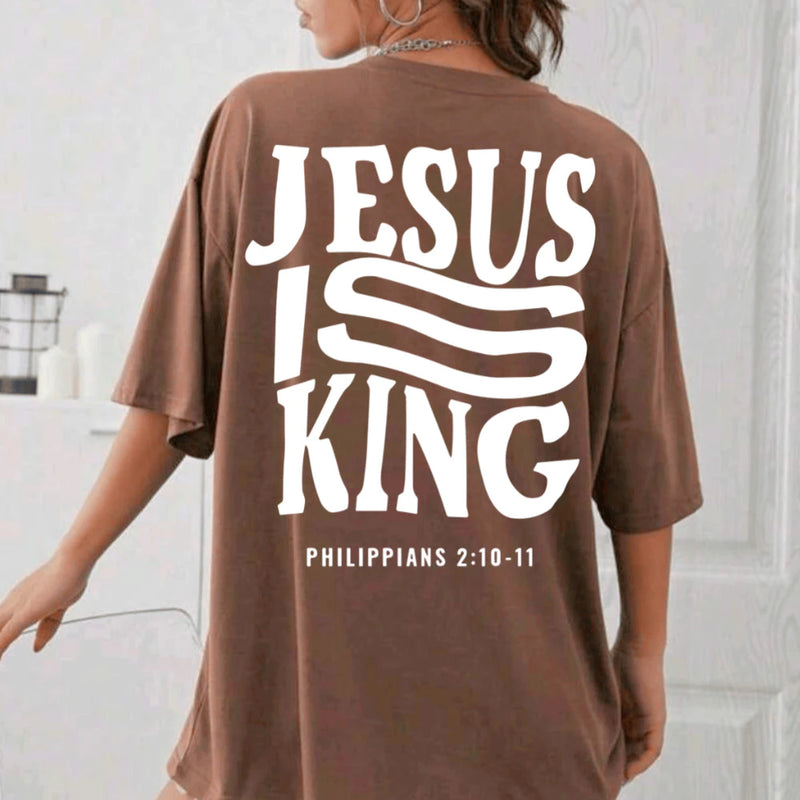 Camisa Larga Evangélica Feminina Oversized/ Estampa Jesus Is King Diversas